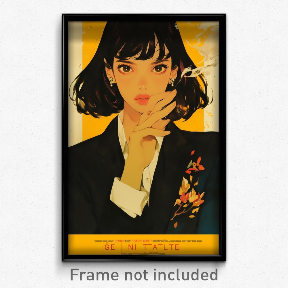 Intrigued Girl in Nifty Suit Jacket French Movie Poster Art Print