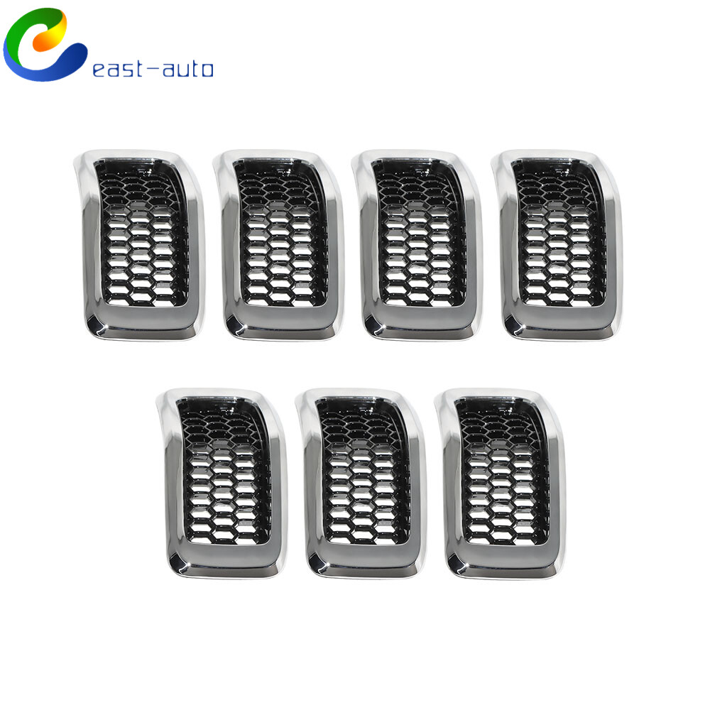 Chrome Black Honeycomb Mesh Grille Grill Inserts For 2014-2018 Jeep Cherokee 7X