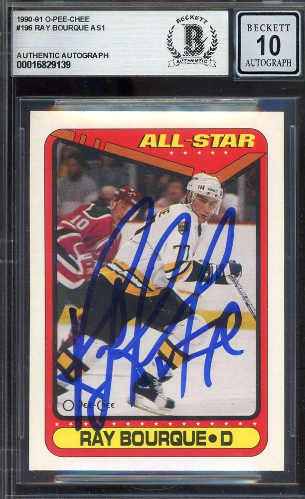 Ray Bourque Gem Mint 10 Beckett BAS Signed 1990-91 O-Pee-Chee All Star Autograph