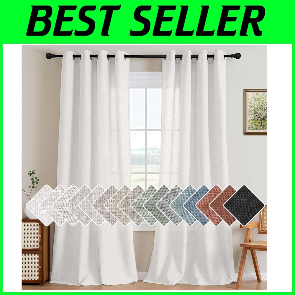 Semi Sheer Linen Curtains, Energy Efficient, 52
