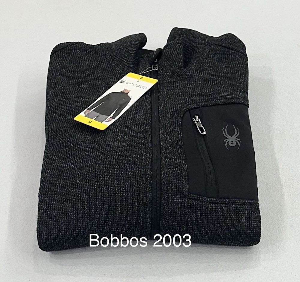 Spyder Men's Full Zip Relaxed Fit Stand Collar Jacket, Black, Size S