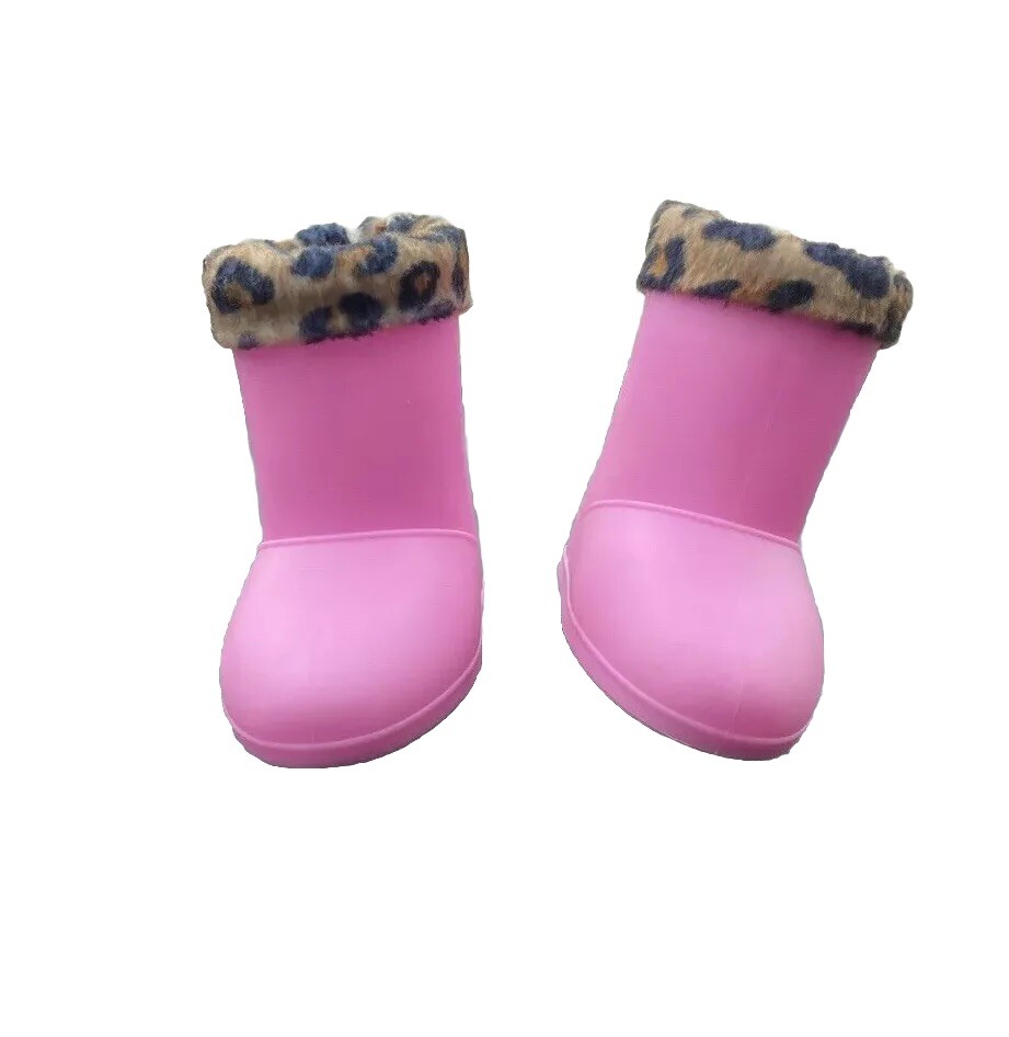 Pink leopard print boots for 18 inch American Girl doll shoes B19