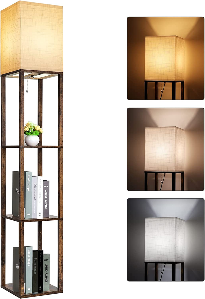 Modern 3-Shelf Floor Lamp with Display Storage and Contemporary Design  