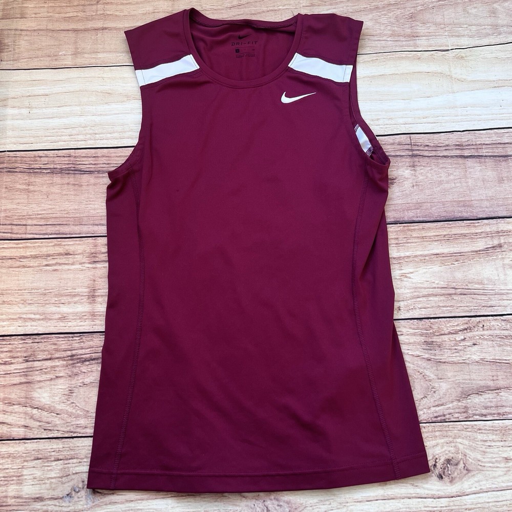 Nike Dri-Fit Football White And Burgundy Tank Top Size S