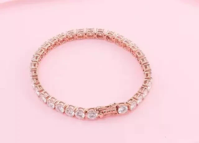 7Ct Round Lab Diamond Tennis Bracelet in 14K Rose Gold
