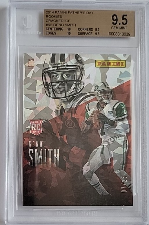 Panini Fathers Day Cracked Ice Geno Smith BGS 9.5 Jersey #7/25-image