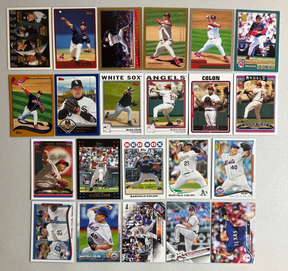 Bartolo Colon Topps Lot 22 Cards 1996-2017 w/ 2008 Red Sox Rarity