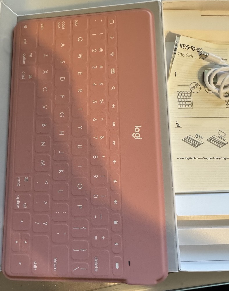 Logitech Keys-to-Go Ultra-Slim Lightweight Bluetooth Keyboard in Pink