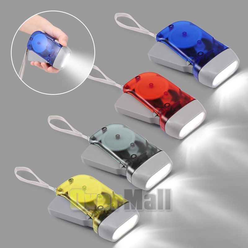 Crank LED Flashlight Hand Powered Camping Light Emergency Torch