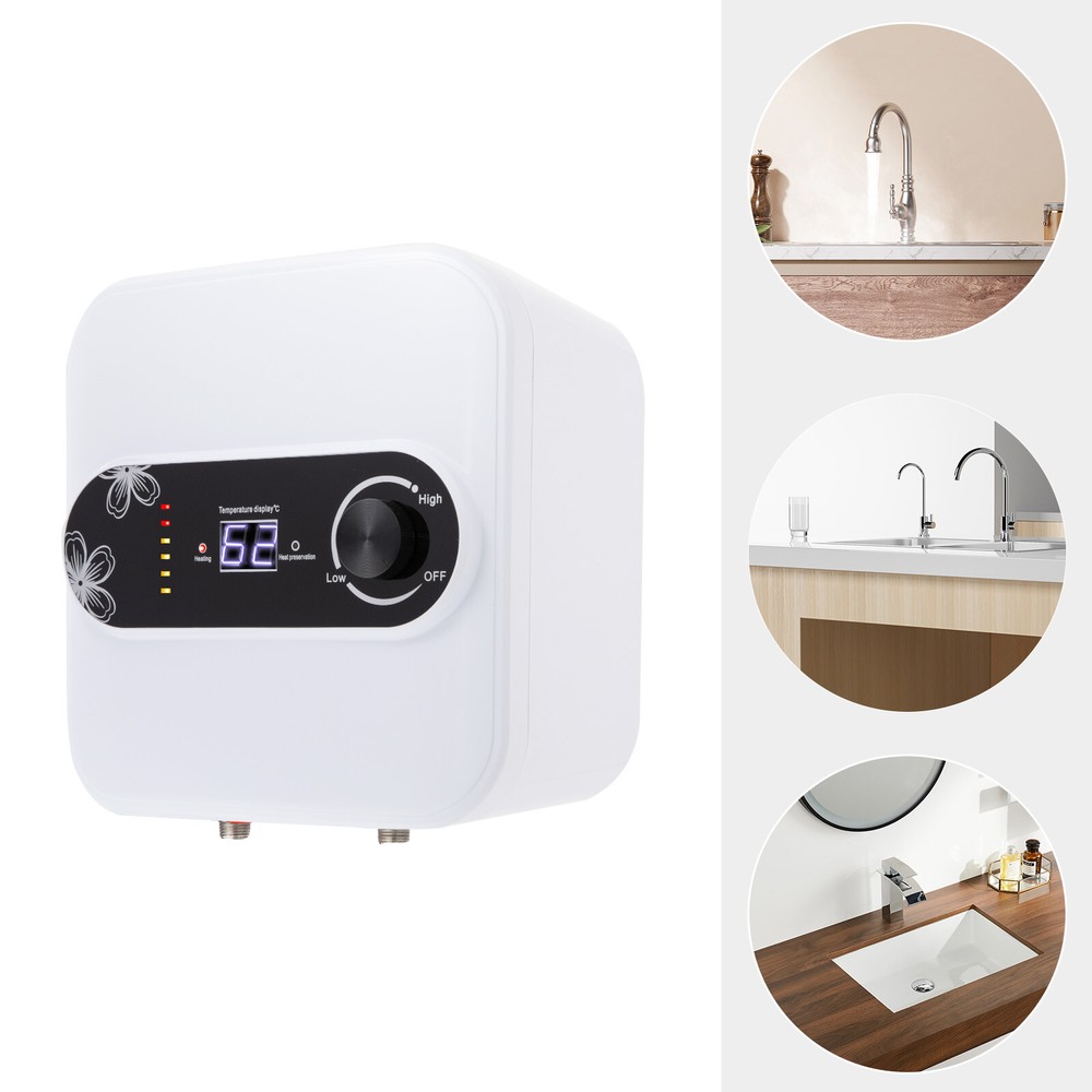 Compact 8L White RV Electric Mini-Tank Hot Water Heater for Shower