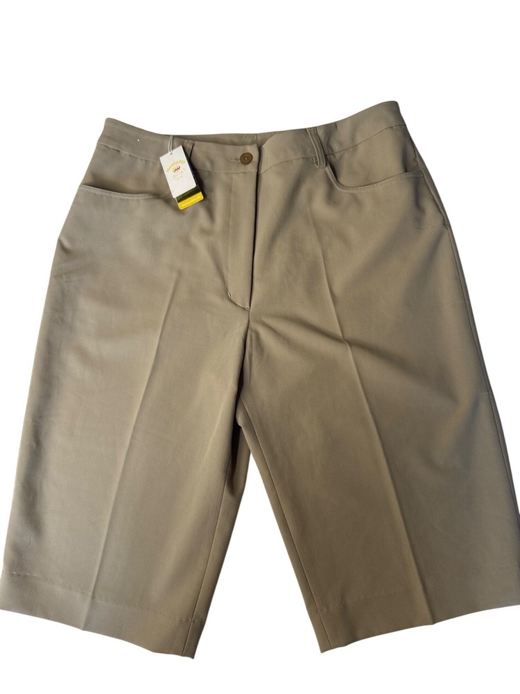 Monterey Club Womens Khaki Bermuda Shorts Size 14 Polyester Blend NWT