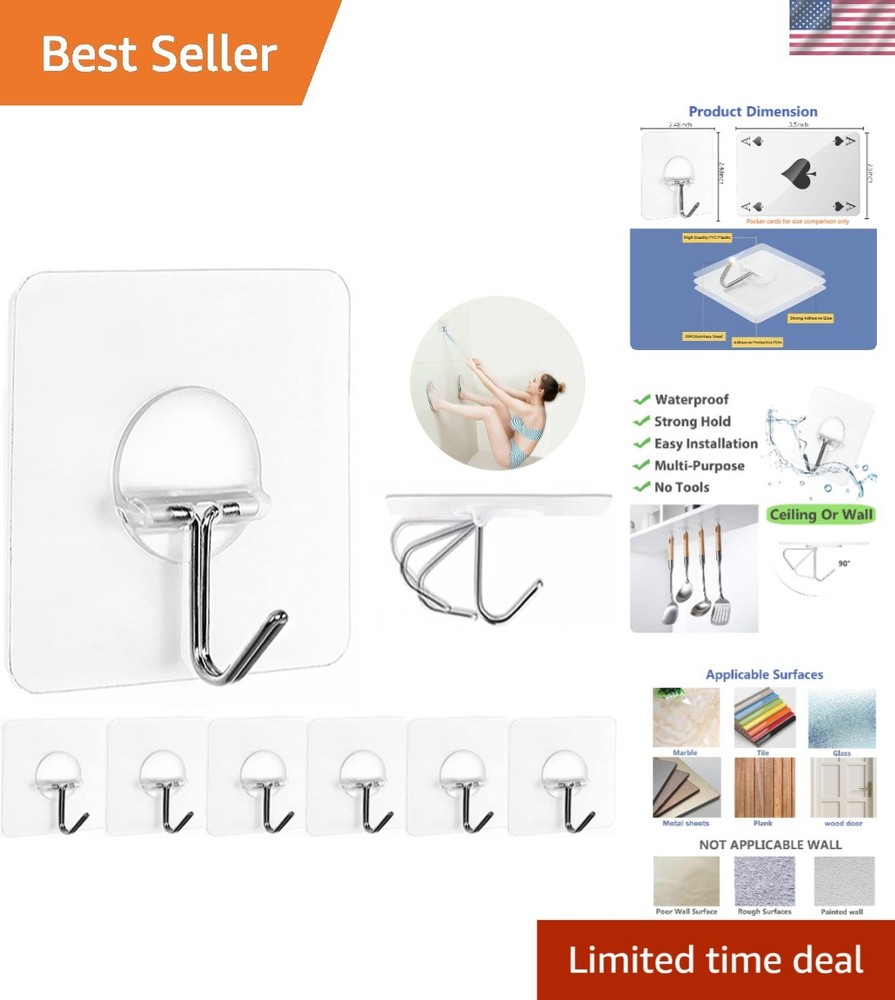 8-Pack Heavy Duty Waterproof Wall Hooks for Indoor & Outdoor Use