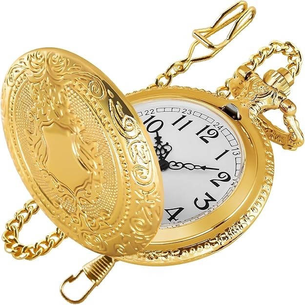 Elegant Gold Shield Pocket Watch with Precision Quartz Movement
