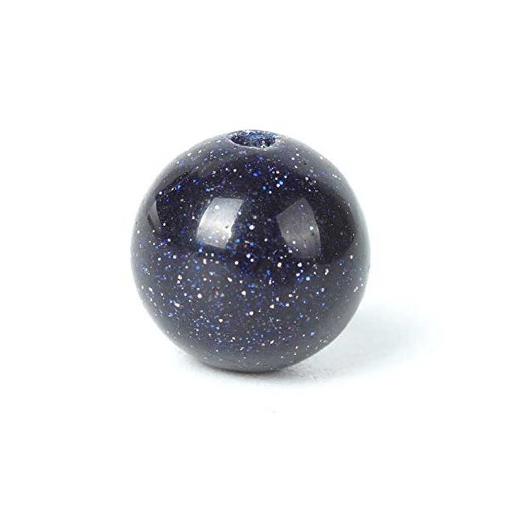 100Pcs Natural Stone Beads 10mm Blue Sand Stone Round Loose Gemstone Energy H...