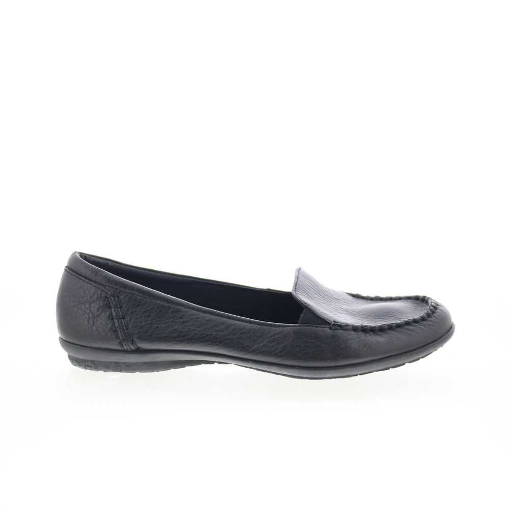 Hush Puppies Ceil Moccasin H27019000 Womens Black Leather Loafer Flats Shoes 7