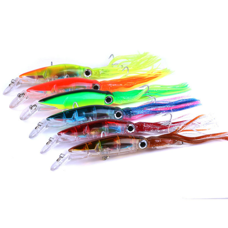 6PCS Fishing Lures Set with Squid Octopus Minnow Jig Skirt Bait Crankbait