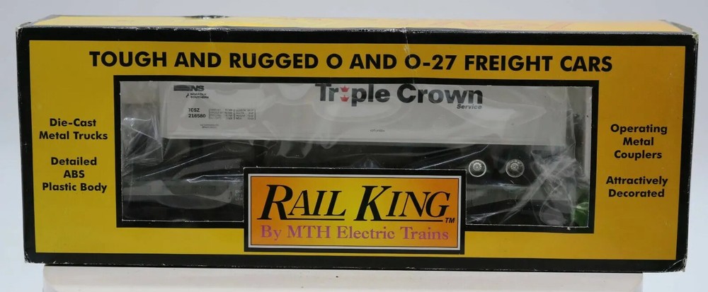 MTH Rail King 1:48 Norfolk Southern Flat Car with Triple Crown Trailer 30-7616 NIB