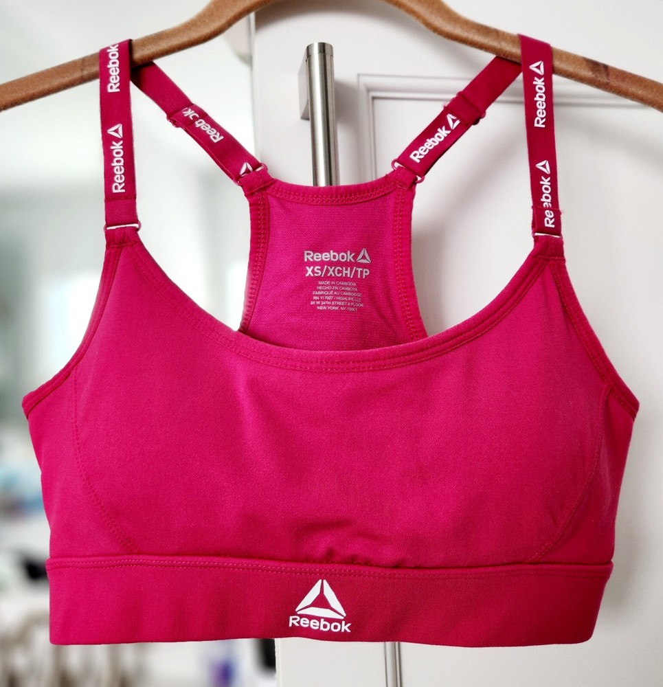 EUC! REEBOK pink padded lined racerback sports bra (XS) workout athletic yoga