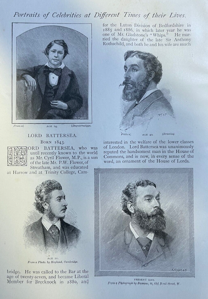 1893 Vintage Magazine Illustration Cyril Flower Lord Battersea