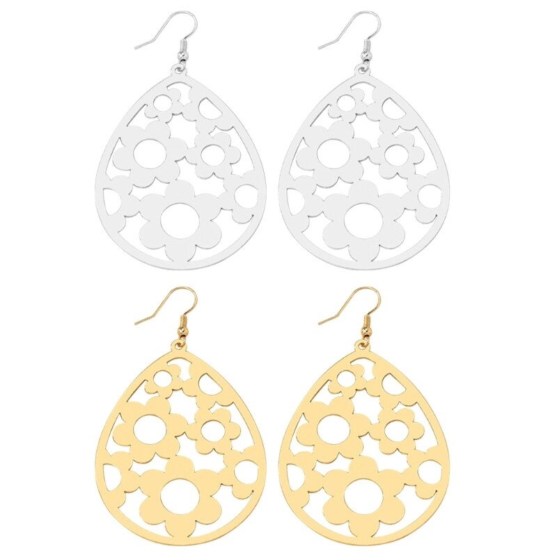 Trend Geometric Pierced Earrings Intricated Hollow-out Pendant Earrings