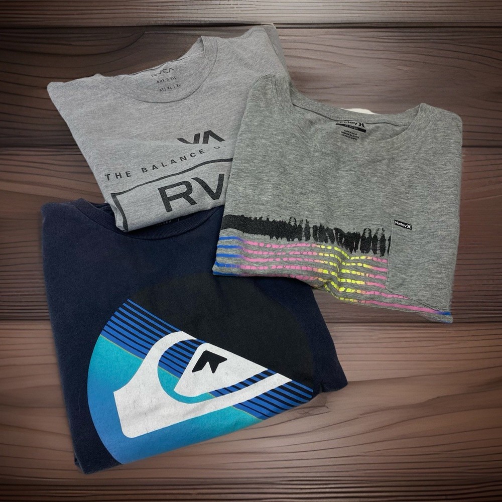 Lot Of 3 Surf  Hurley RVCA Quicksilver Youth Boys XL Extra Large T Shirt