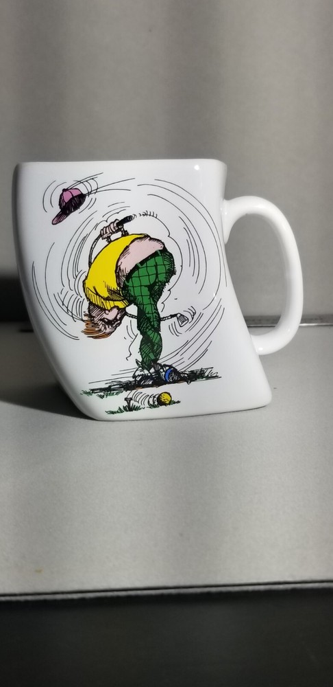Golf Mug 1991 The results of over swing twisted Coffee cup Vtg funny father's...
