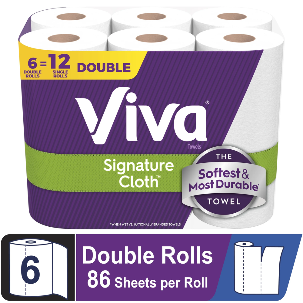 Signature Cloth Paper Towels 6 Double Rolls 86 Sheets Per Roll