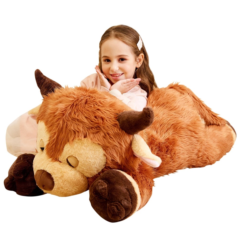 Giant Highland Cow Stuffed Animal Plush Toy,Large Big Scottish Highland Cow J...