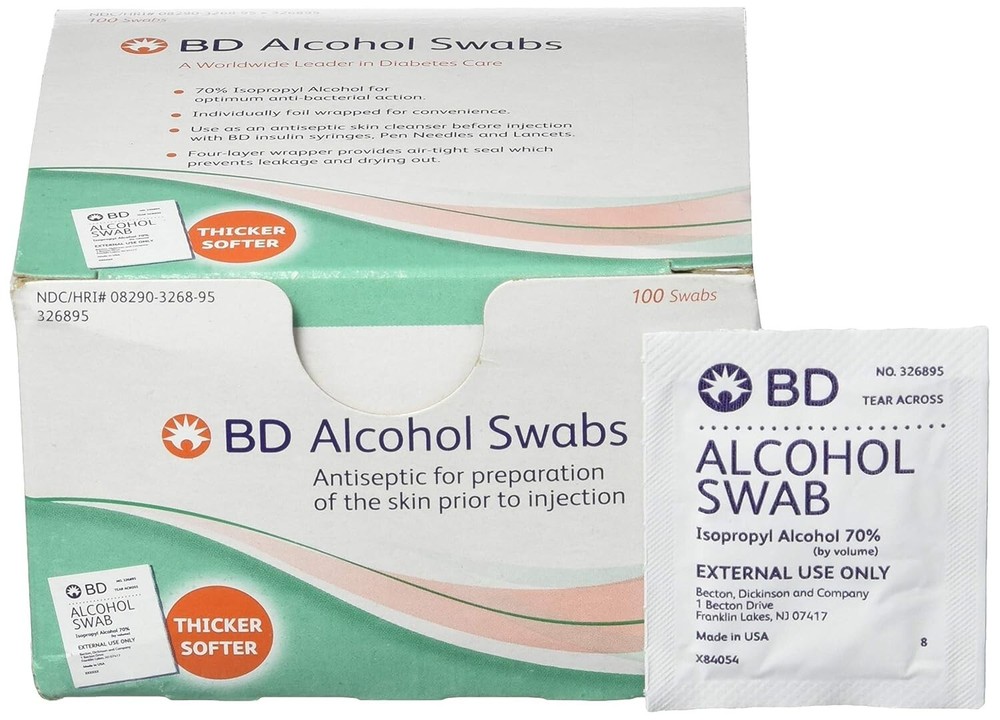 BD Alcohol Swabs 100 Each White  (1 box)