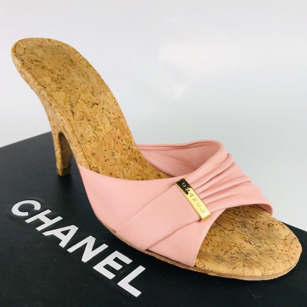 CHANEL Pink Heel Mule Sandals EU 35.5 Preowned Ac1706