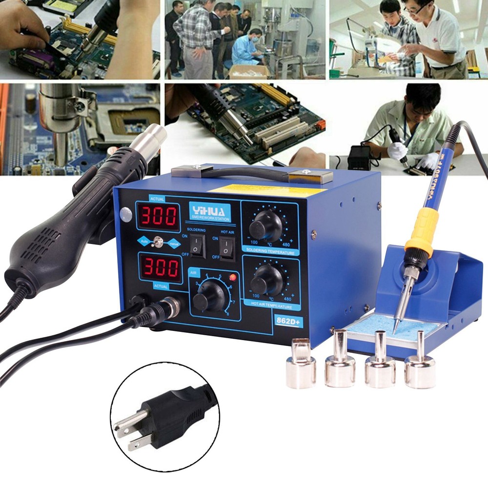 2-in1 862D+ Digital SMD Welding Hot Air Iron Gun Rework Soldering Station Welder