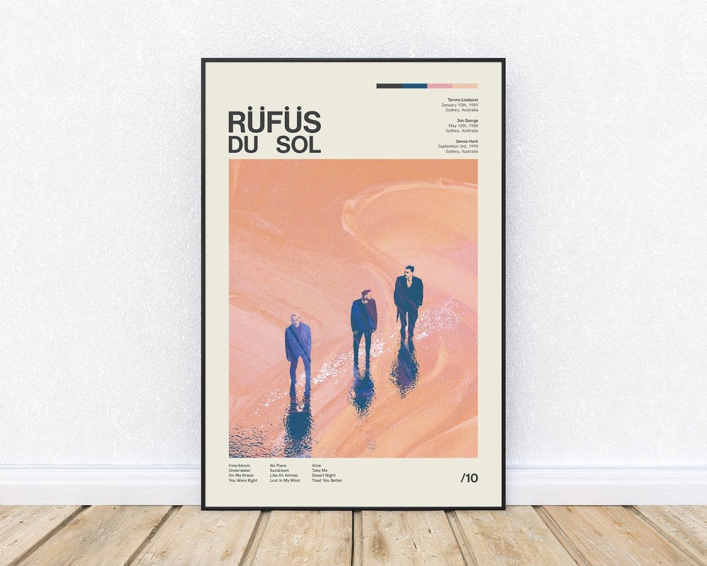 Rufus Du Sol Inspired Mid-Century Modern Art Print Frameless