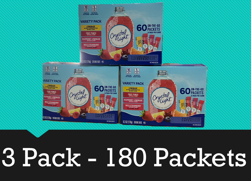Crystal Light Lemonade Fruit Punch Powdered Drink Mix Variety 3 Pack-180 Packets