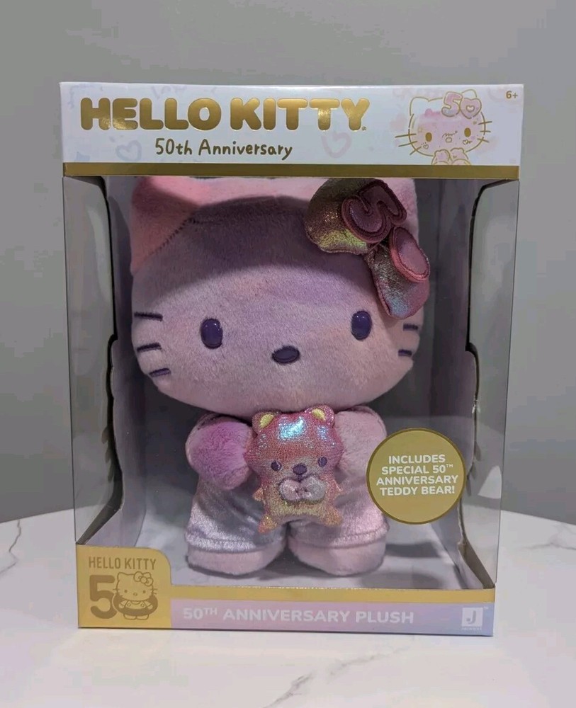 2024 Hello Kitty 50th Anniversary Sanrio Plush w/ Teddy Bear - NEW Jazwares Toy