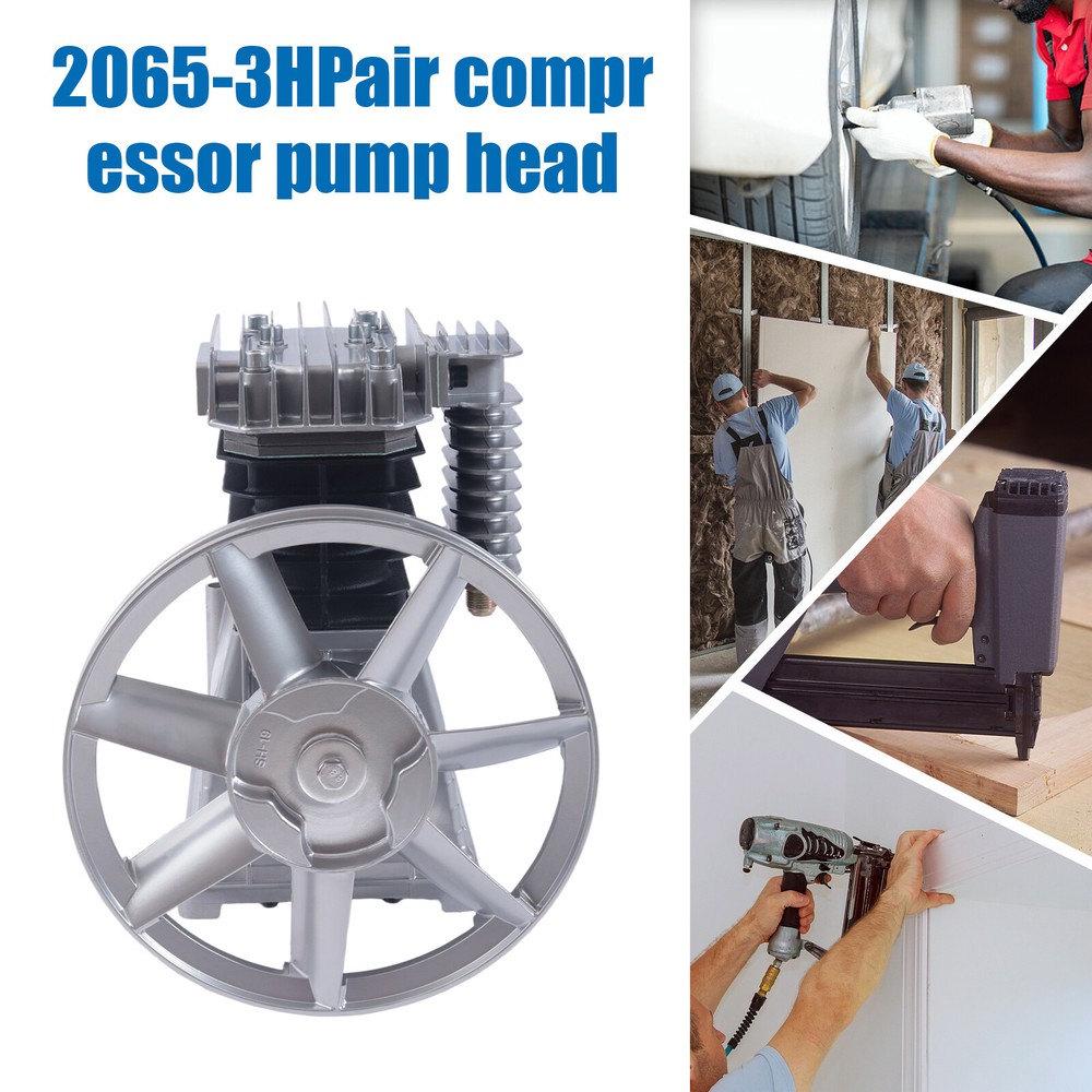 3HP Twin Cylinder Piston Air Compressor Head Pump Motor with Silencer 250L/min  