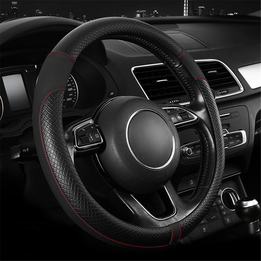 For Nissan Sentra Rogue Altima 15'' Car Steering Wheel Cover Pu Leather Non-slip