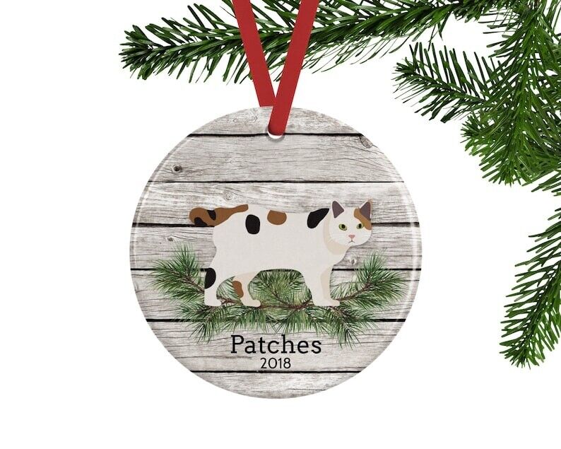 Calico Cat Ornament, Personalized Pet Memorial Gift
