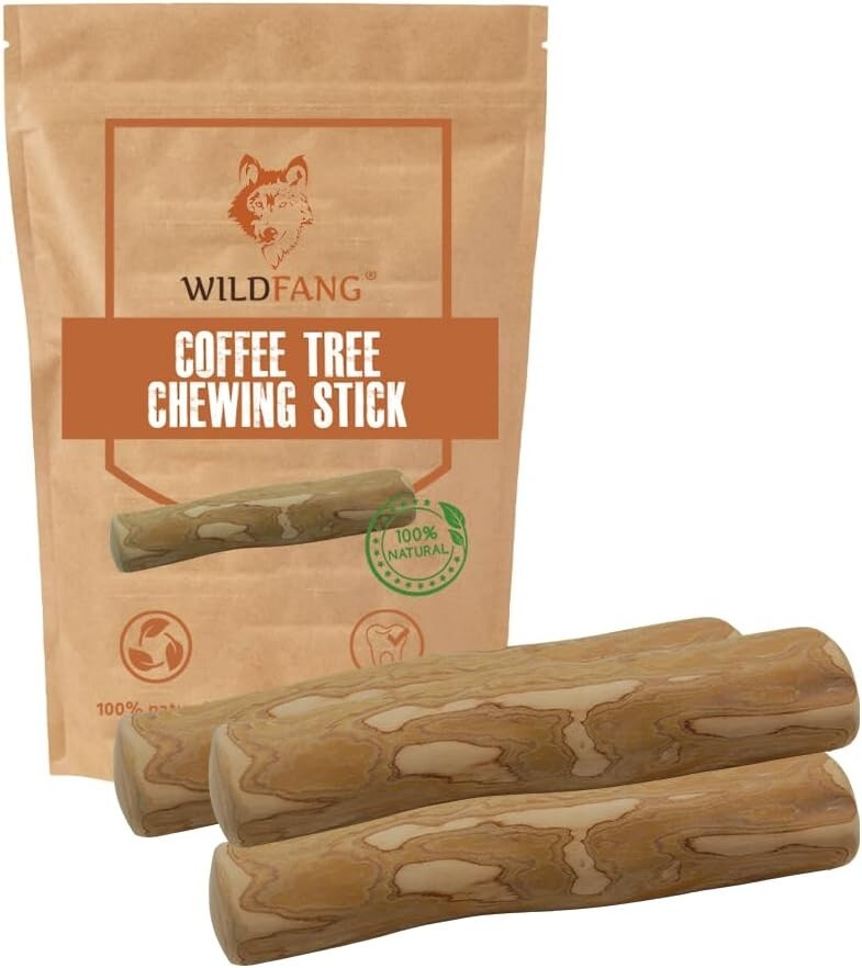 Durable Coffee Wood Dog Chew Sticks - Promotes Dental Health & Muscle Training