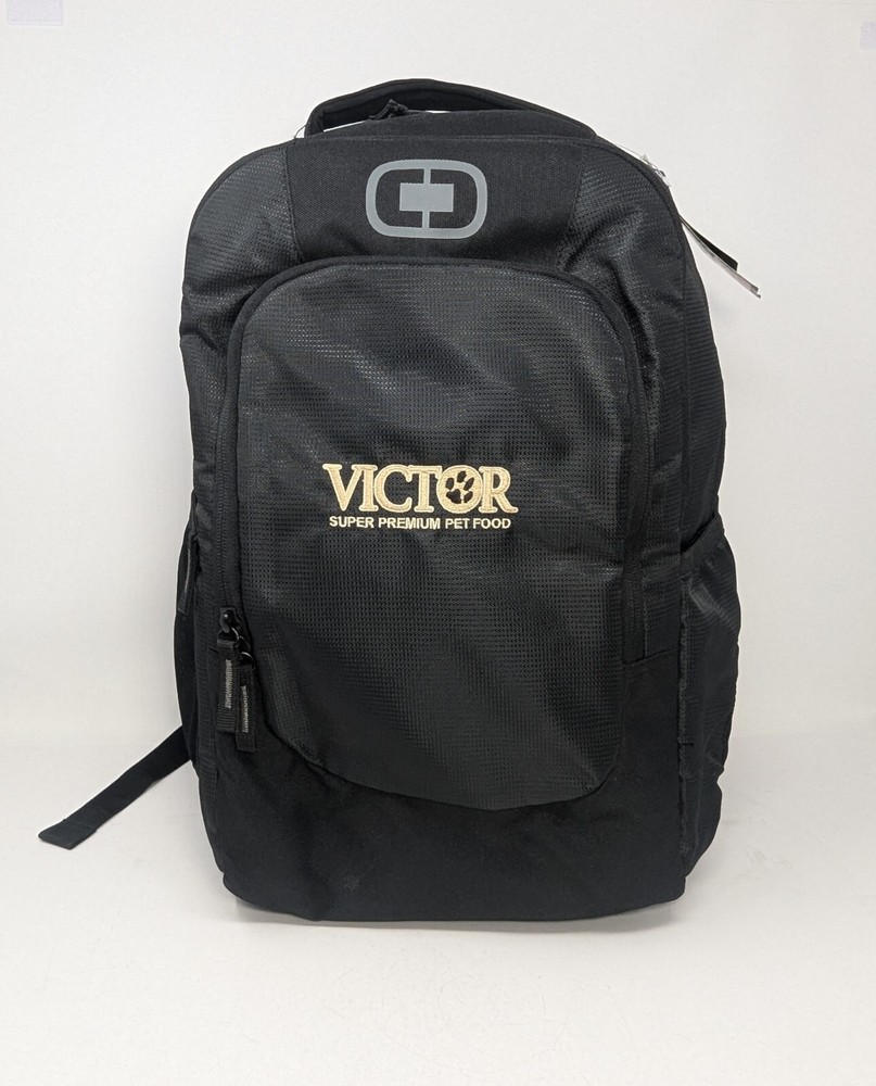 Ogio Logan Padded Laptop Backpack in Black - Victor Pet Food Branded Logo