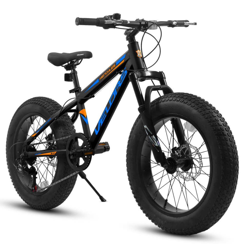 20 Inch Fat Tire Mountain Bike for Adults with 7 Speeds Dual Disc Brakes High Carbon Frame