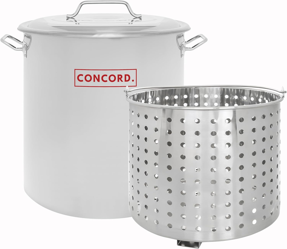 Stainless Steel Stock Pot W/Steamer Basket. Cookware Great for Boiling and Steam