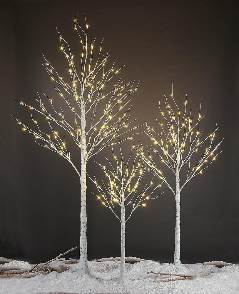LED Birch Tree Light Set - 4ft, 6ft, 8ft Trees with Warm White Lights - Indoo...