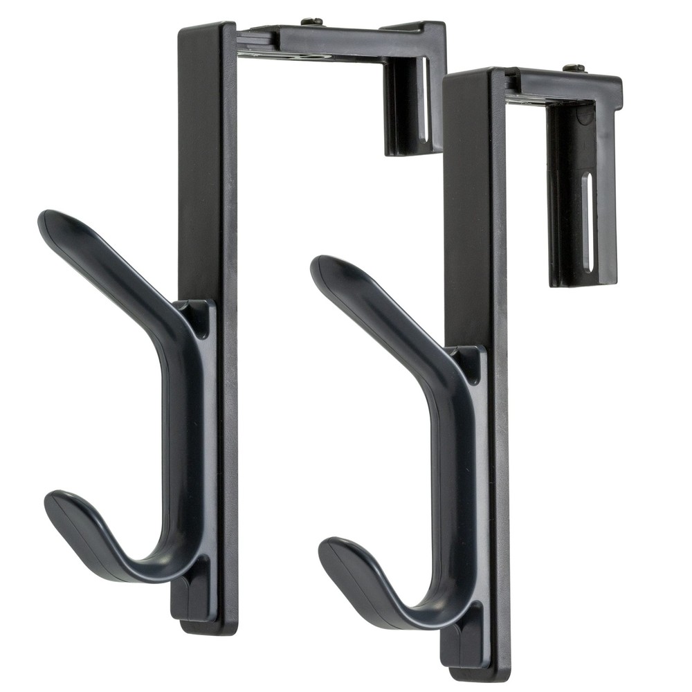 Adjustable Double Coat Hooks for Cubicle Panels - 2 Pack Black (22009)-image
