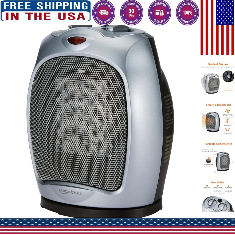 Lightweight Ceramic Heater - Portable 1500W Oscillating Design for Any Room
