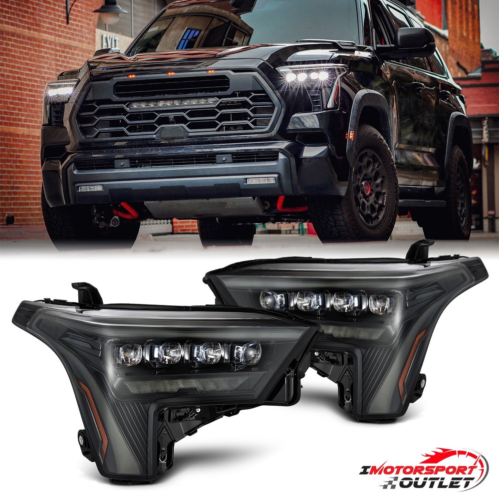 For 2022-2024 Toyota Tundra/Sequoia LUXX-Series LED Headlights Alpha-Black w/DRL