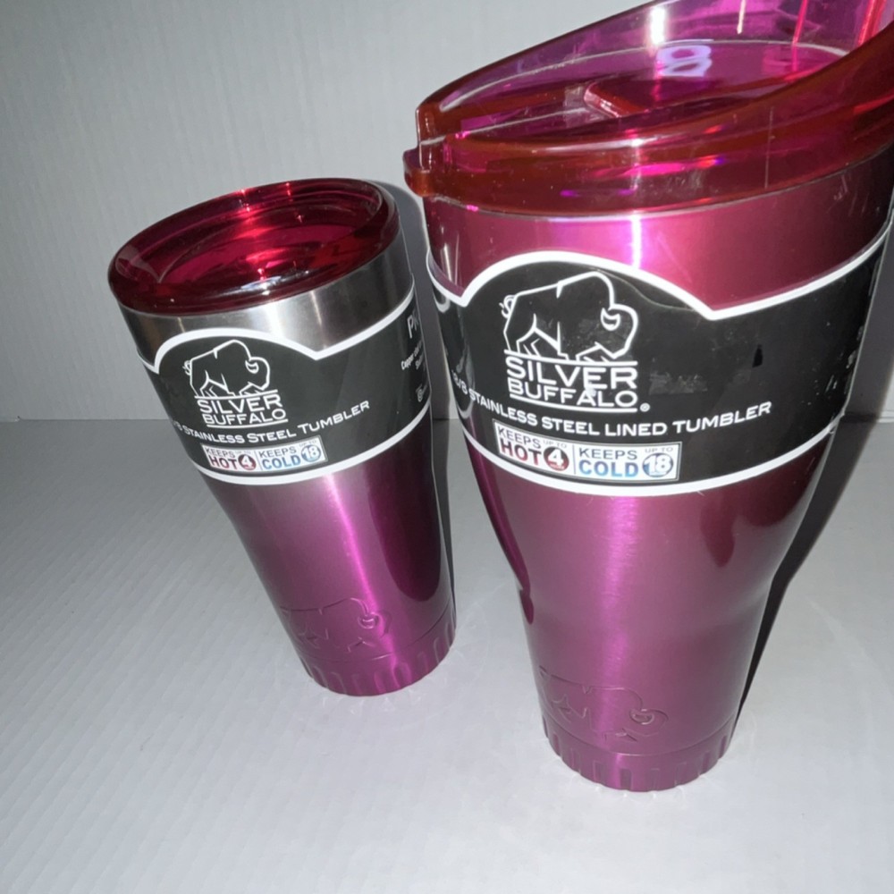 Silver Buffalo PROTEK Pink Insulated Tumblers With Lid 20oz 30oz Stainless Steel