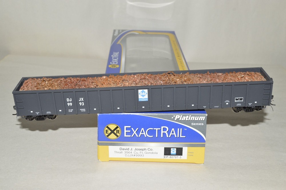 HO scale ExactRail DJJX David J Joseph 68' Thrall 3564 gondola car w/ SCRAP LOAD