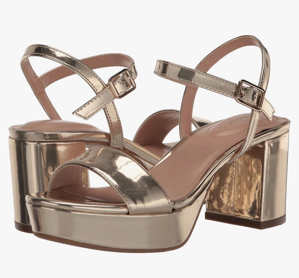 Bandolino Womens Pennie Gold Heeled Sandals