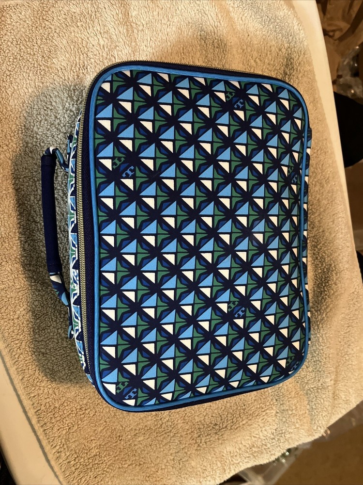 TORY BURCH  Lunch Box Tote Insulated Multicolor Blue Very Nice. EUC