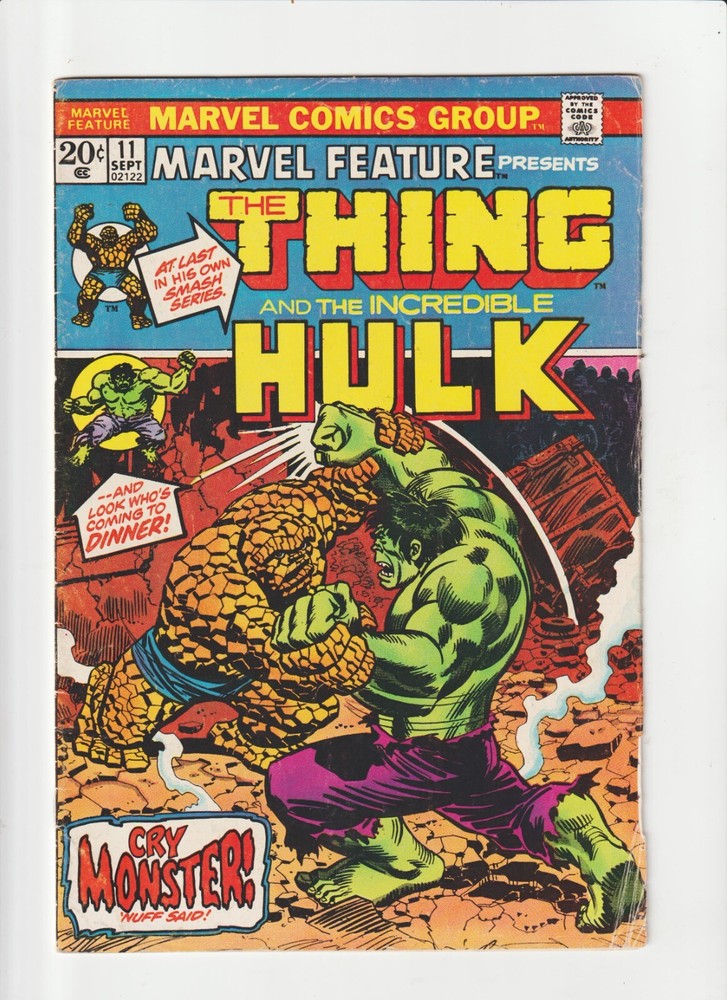 MARVEL FEATURE #11 (1973) THE THING VS. HULK - JIM STARLIN ART! BRONZE AGE COMIC